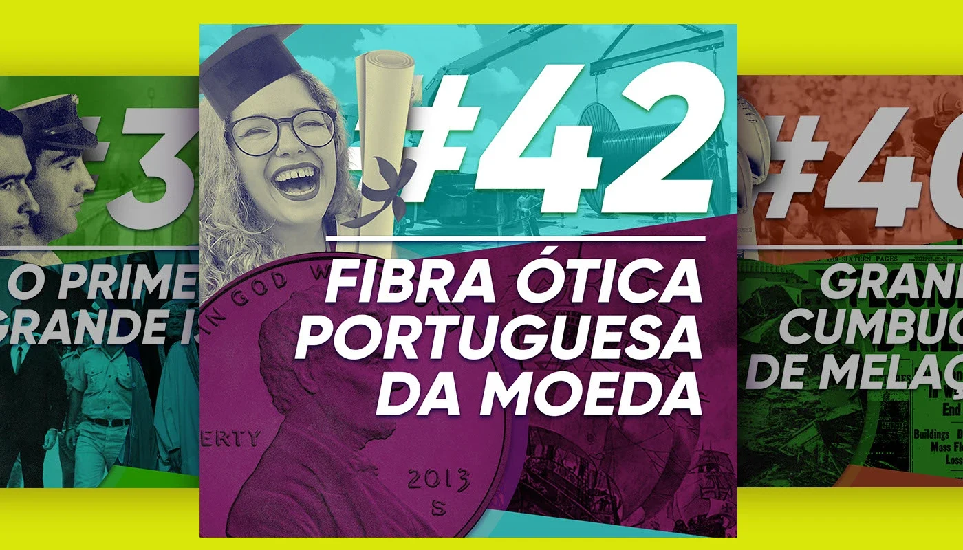 Três capas de episódio com a mesma estrutura em cores diferentes